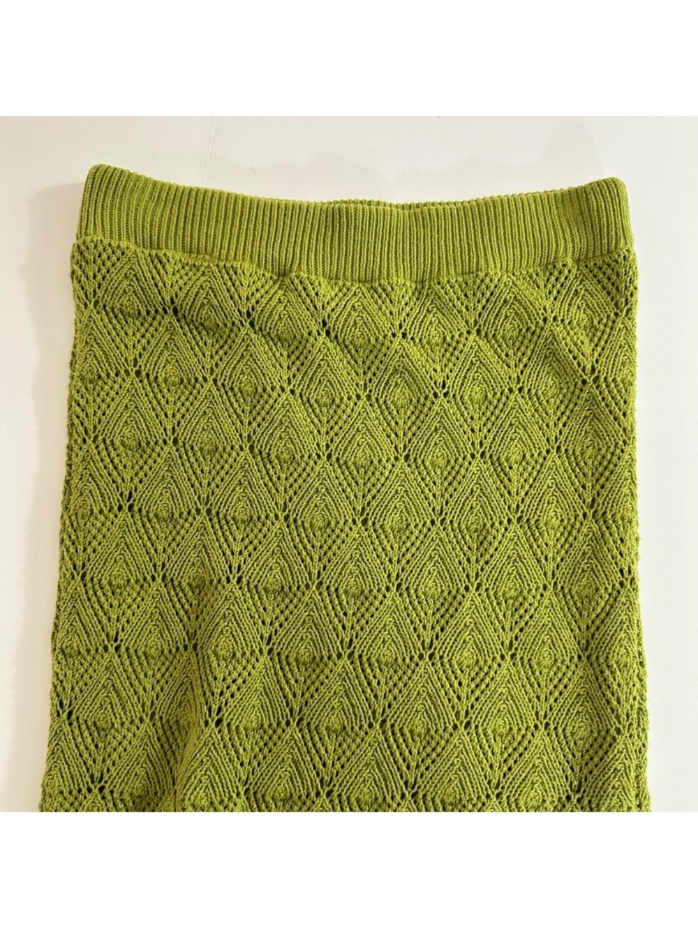 Anthropologie Womens Small Green Crochet Knit Pull on Midi Skirt - Picture 5 of 7